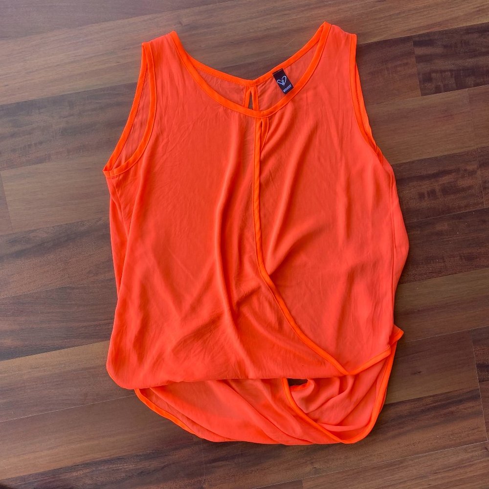 Windsor Neon PInk/Orange Wrap Tank w/ Open Slit Back